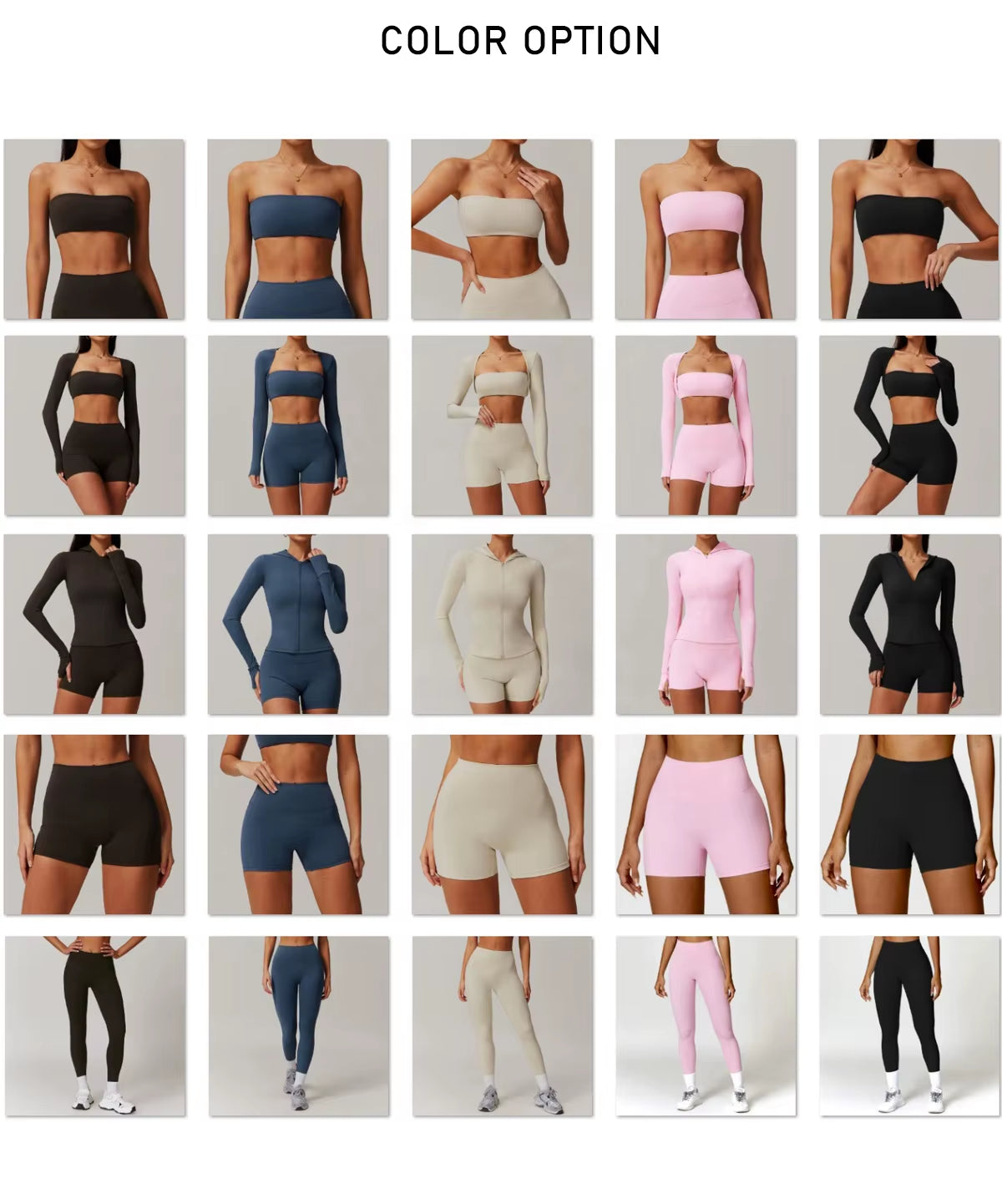 OEM Women Yoga Leggings Set Sports Tube Top Crop Smock Long Sleeve Hooded Zipper Jacket Outdoor Running Pants Gym Fitness Sets