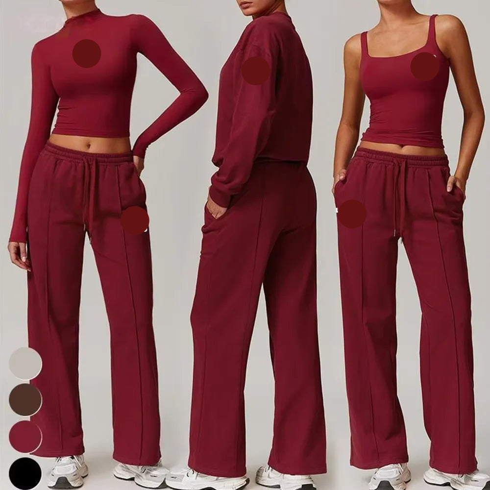 New Women's Sports Fitness Yoga 4pcs  Set