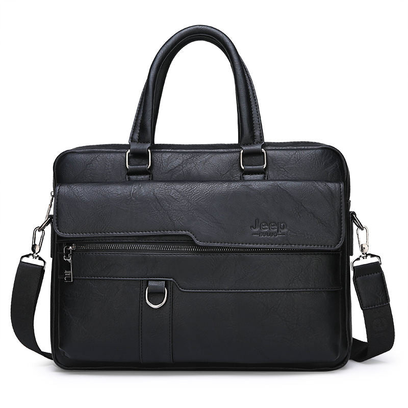 JEEP BULUO Split Leather Man Business Briefcase Bag
