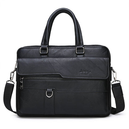 JEEP BULUO Split Leather Man Business Briefcase Bag