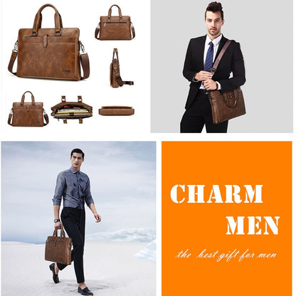 JEEP BULUO Luxury Leather Business Men Shoulder Bag