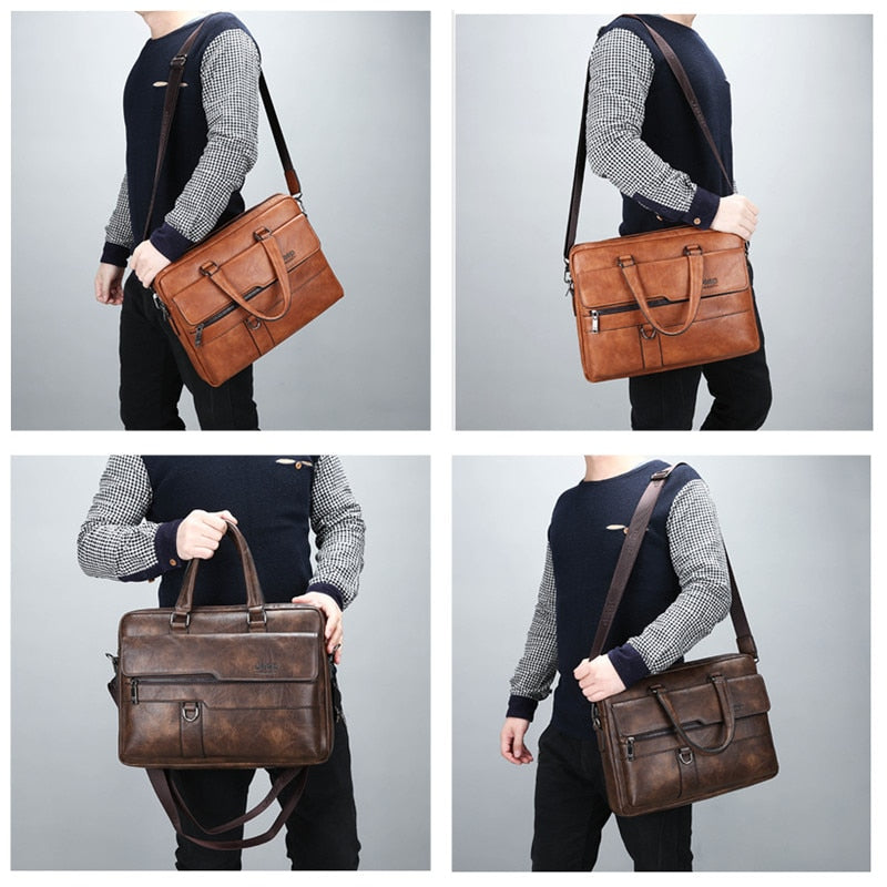 JEEP BULUO Split Leather Man Business Briefcase Bag