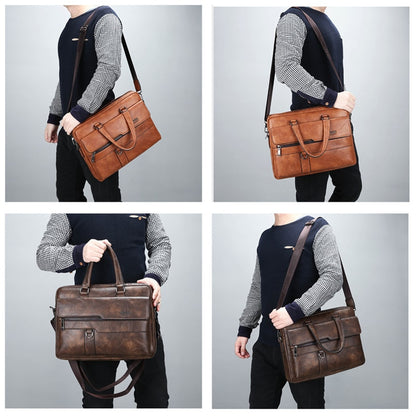 JEEP BULUO Split Leather Man Business Briefcase Bag