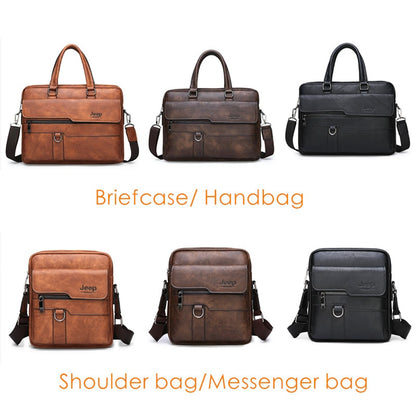 JEEP BULUO Split Leather Man Business Briefcase Bag
