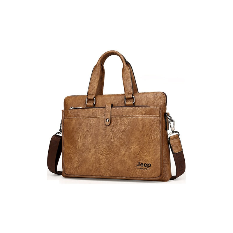 JEEP BULUO Luxury Leather Business Men Shoulder Bag