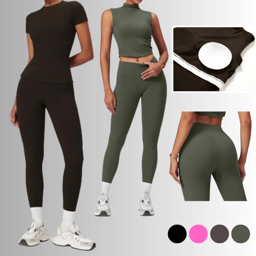 Ladies Yoga Fitness Crop Top and Leggings Set