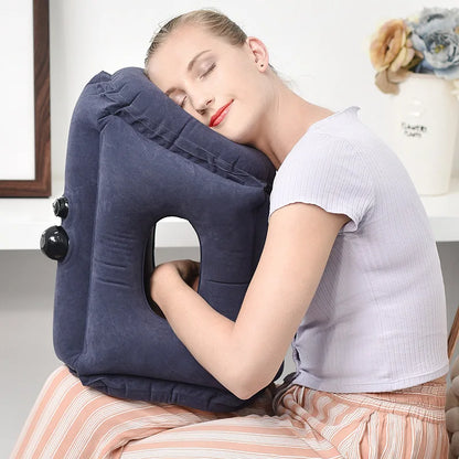 Flocking Travel Inflatable Pillow Rest Pillow