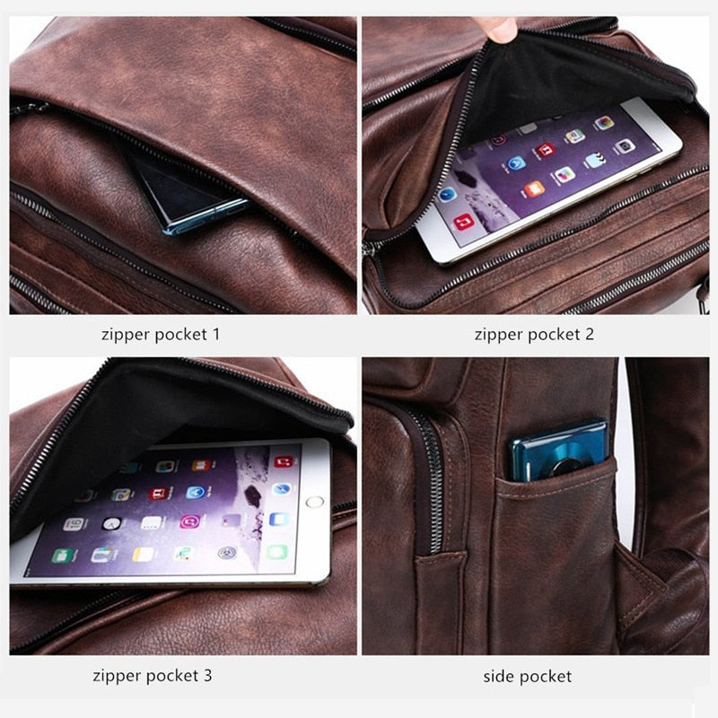 JEEP BULUO New Casual Large Capacity Leather Backpack