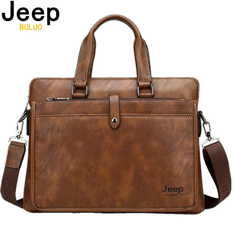 JEEP BULUO Luxury Leather Business Men Shoulder Bag