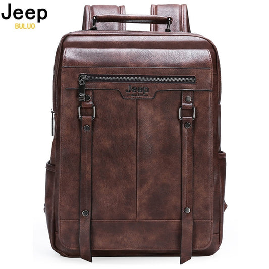 JEEP BULUO High Capacity Leather Backpack